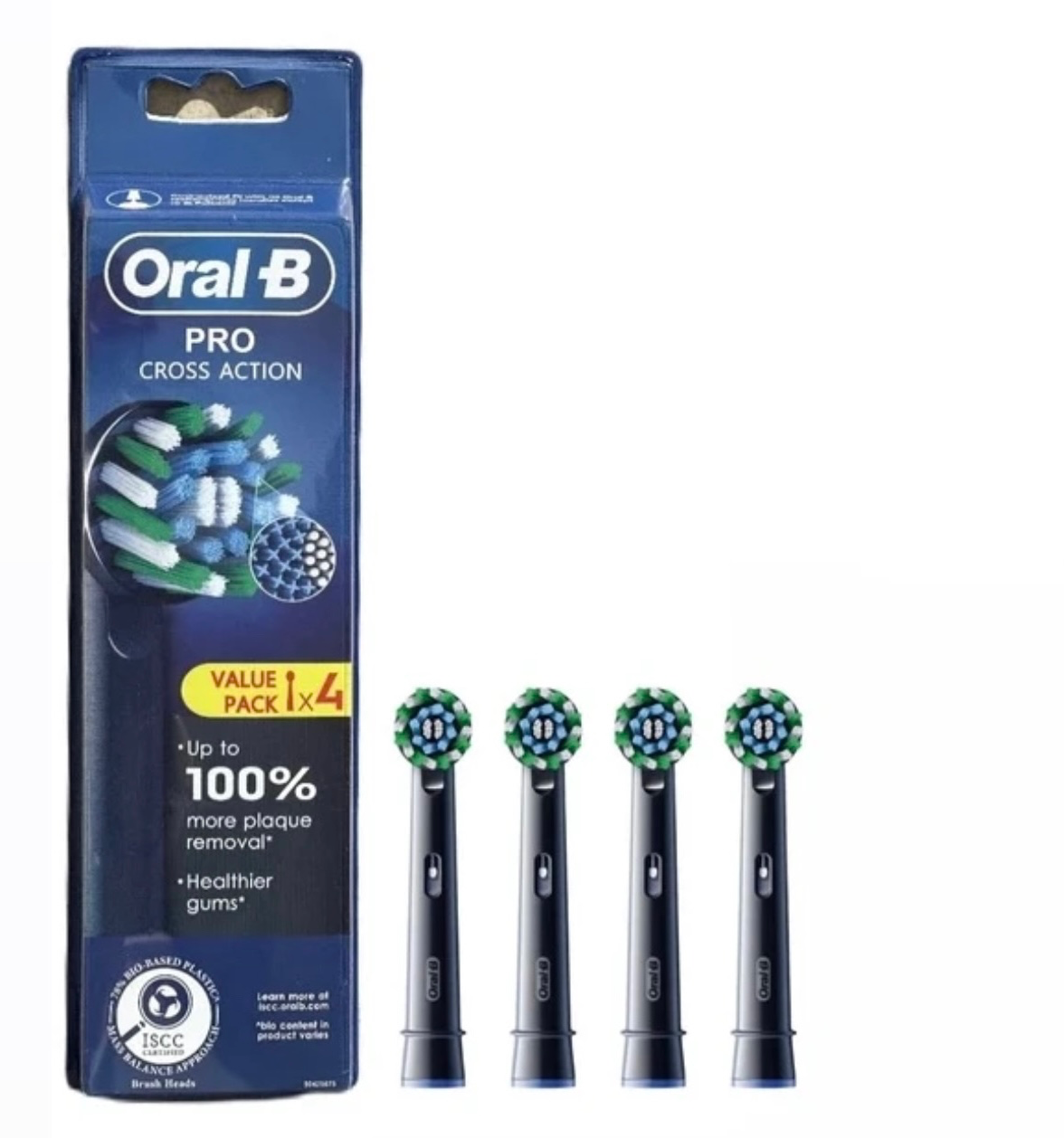 سری یدک مسواک برقی اورال بی 4 عددی مشکی مدل Oral-b Pro Cross Action
