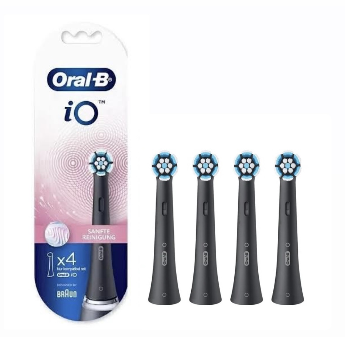 سری یدک مسواک برقی اورال بی 4 عددی مشکی مدل Oral-b iO Sanfte Reinigung