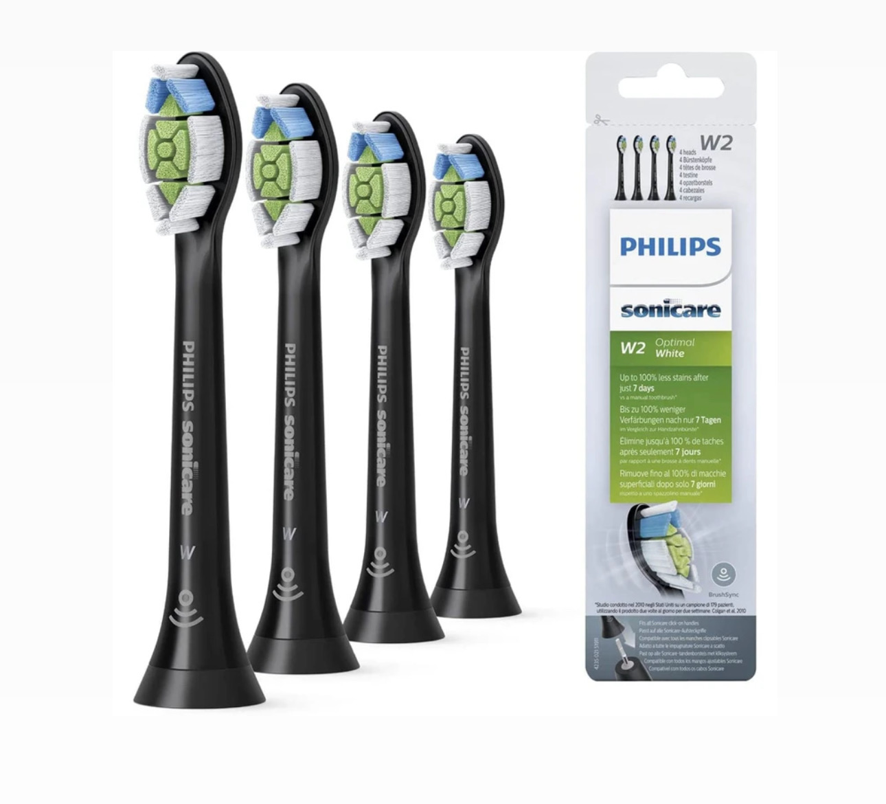 سری یدک مسواک برقی فیلیپس 4 عددی مشکی  مدل اصل  Philips Sonicare W2 Optimal White