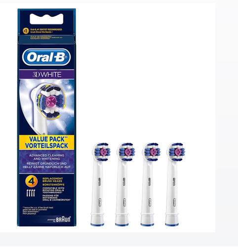 سری یدک مسواک برقی اورال بی 4 عددی مدل Oral-b 3d white Braun
